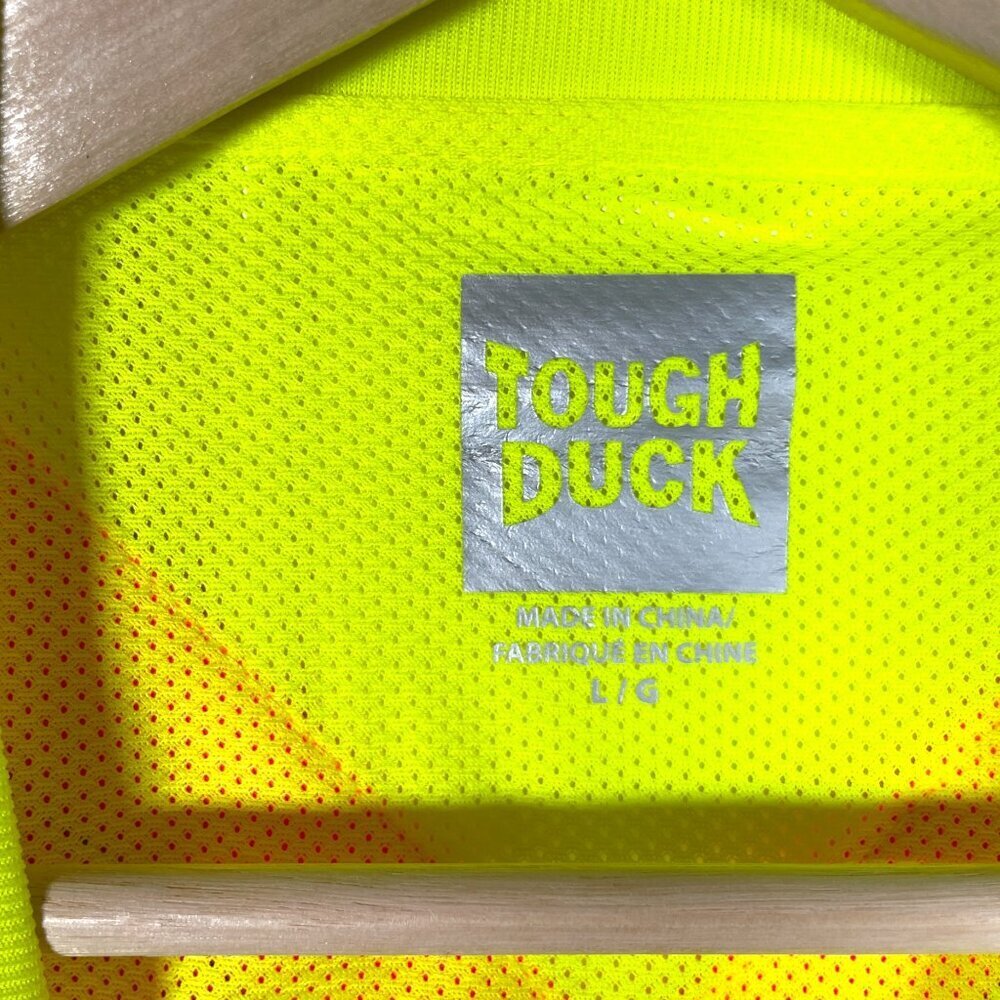 🦜 Two NEW Tough Duck Safety T-Shirts High Visibility Yellow Men's LARGE - Picture 6 of 11